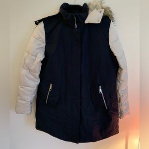 Nautica Puffer Jacket-Winter Coat w/Faux fur lined hood - Size L
